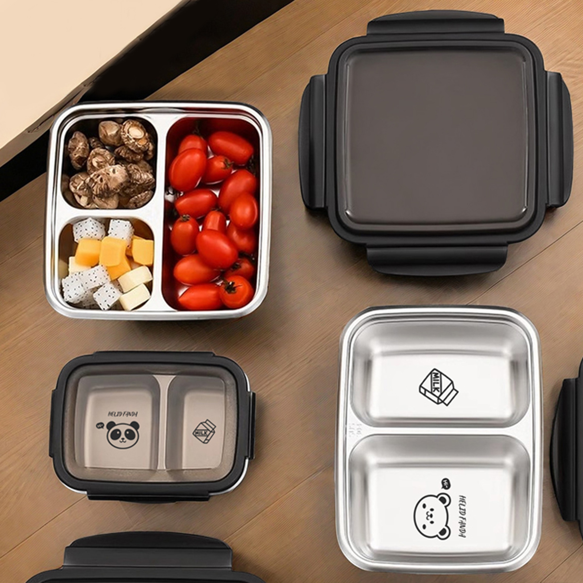 Food Storage Thermos - WORTHBUY 2/3 กริด 304 สแตนเลสกล่องอาหารกลางวันแบบพกพา Leak-proof