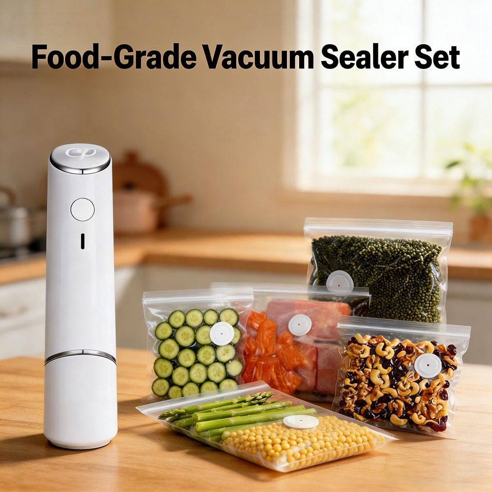 Food Storage Vacuum Bags - ถุงสูญญากาศแบบใช้ซ้ำได้ 30 ชิ้น + เครื่องซีลสูญญากาศขนาดกะทัดรัด 1