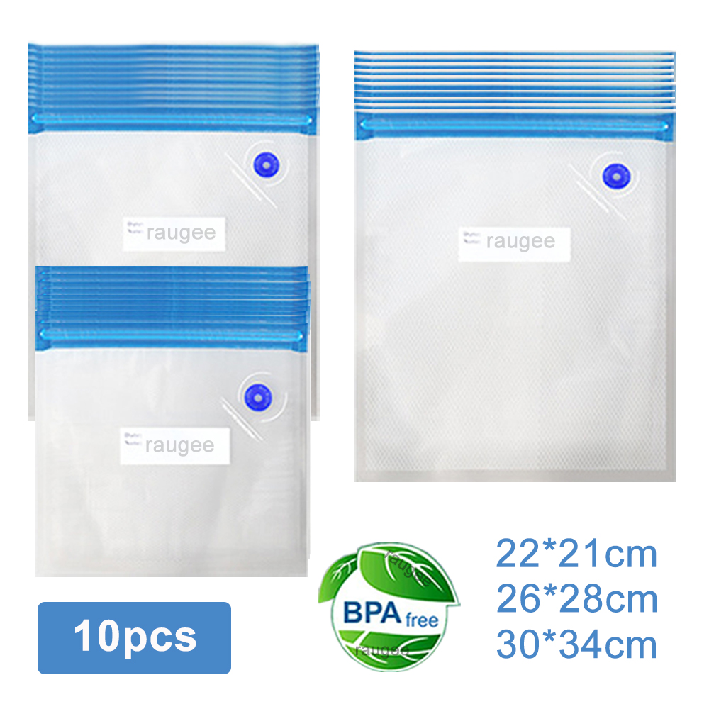Food Storage Vacuum Bags - ถุงสูญญากาศ อาหารแบบใช้ซ้ําได้ ถุงบรรจุภัณฑ์สูญญากาศ 10 ชิ้น ถุงเก็บสูญญากาศปิดผนึกสําหรับอาหาร
