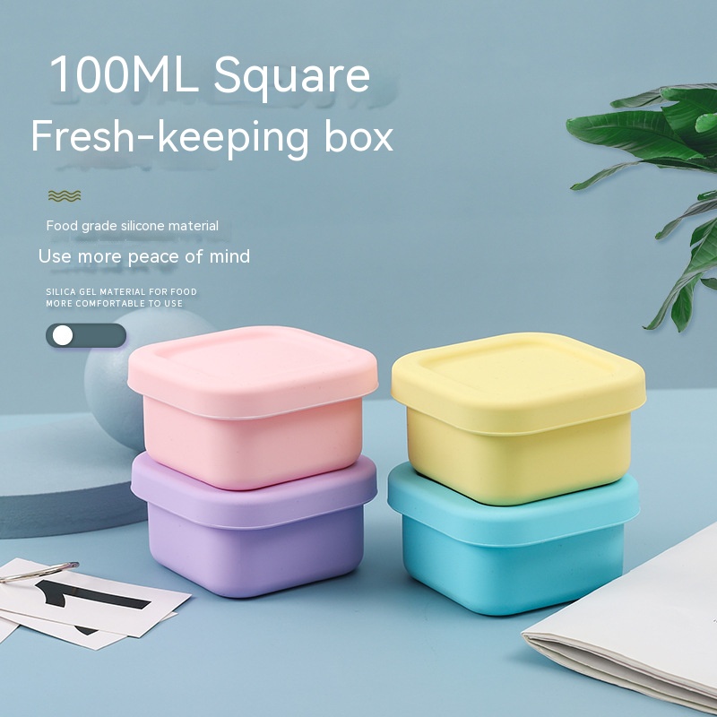 Food Storage Microwave Safe - กล่องอาหารกลางวันซิลิโคนแบบปิดผนึกสำหรับเด็ก ใช้กับไมโครเวฟได้ พร้อมแม่พิมพ์ทำน้ำแข็ง กล่องขนมสำหรับฤดูร้อน พร้อมภาชนะ