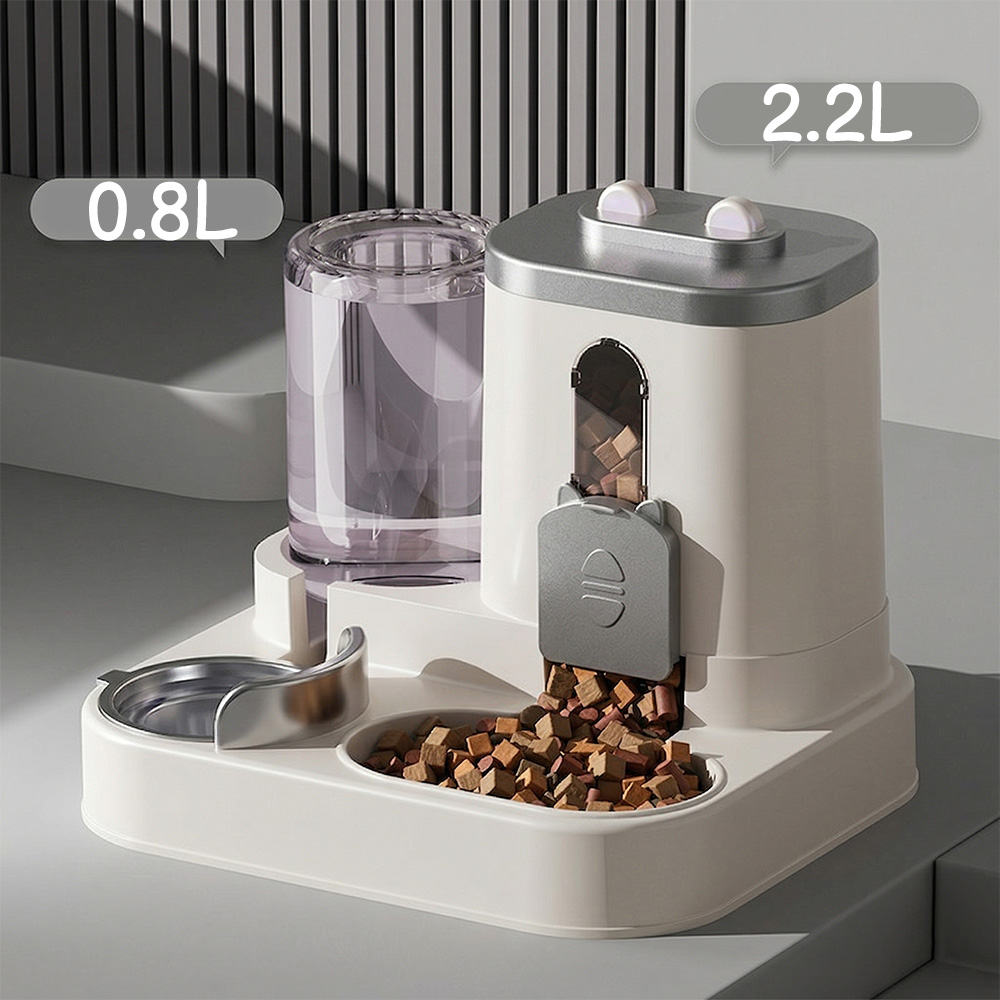 Food Storage Large Plastic Containers - เครื่องให้อาหารอัตโนมัติ ชามอาหารสุนัขและแมว พร้อมเครื่องจ่ายน้ำ ความจุขนาดใหญ่ ภาชนะเก็บอาหารสัตว์เลี้ยง อุปกรณ์สำหรับลูกสุนัขและสัตว์เลี้ยง
