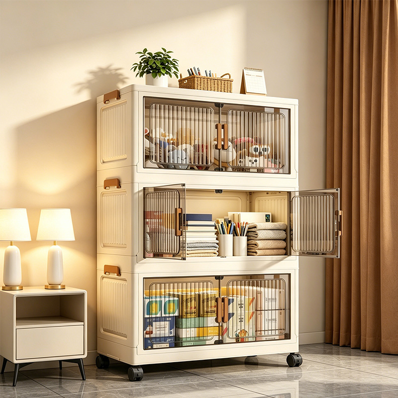 Food Storage Utensils - ตู้เก็บของแบบพับได้ขนาด 19.7 นิ้ว 3/4/5/6 ชั้น พร้อมล้อเลื่อน