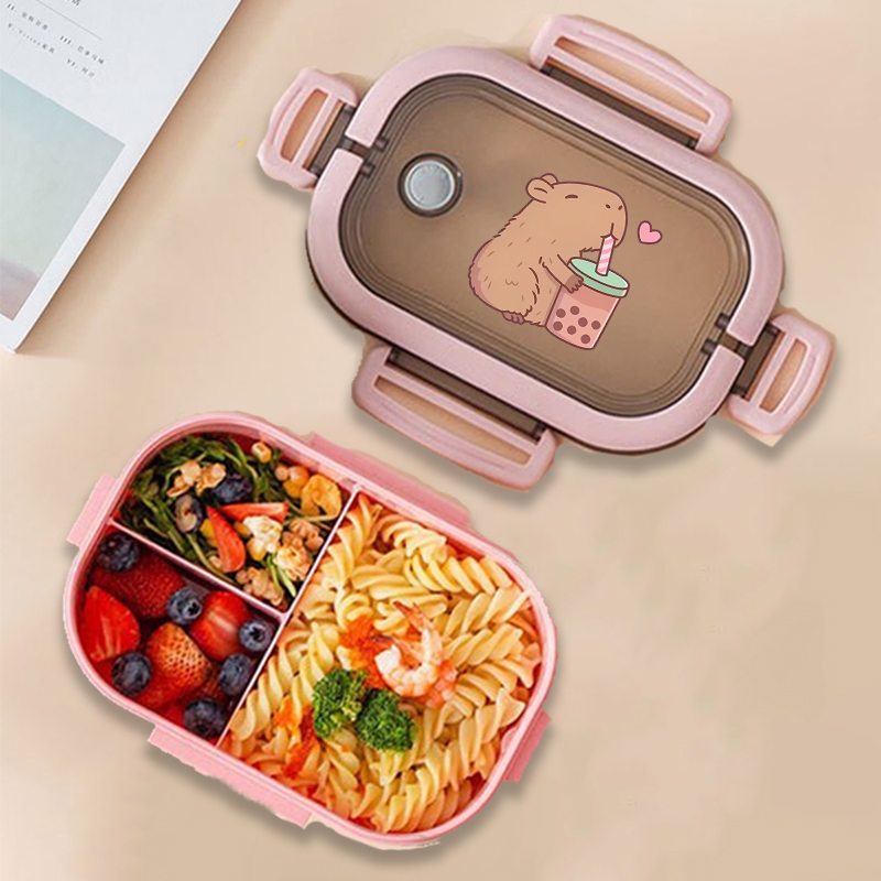 Food Storage Cupboard - กล่องข้าวกลางวันลายคาปิบาร่า ลายการ์ตูนอนิเมะ กล่องเก็บอาหารสำหรับเด็ก กล่องอาหารกลางวันสำหรับเด็กนักเรียน ปิกนิก กล่องอาหารกลางวันสำหรับเด็กชายและเด็กหญิง