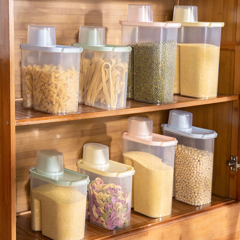 Food Storage News - ขวดโหลเก็บอาหารแห้งแบบใหม่ ปิดผนึกอย่างดี กล่องเก็บของพลาสติกขนาดใหญ่ ป้องกันความชื้น สำหรับจัดระเบียบในครัว ขวดโหลใส่เครื่องปรุงรสในครัวเรือน
