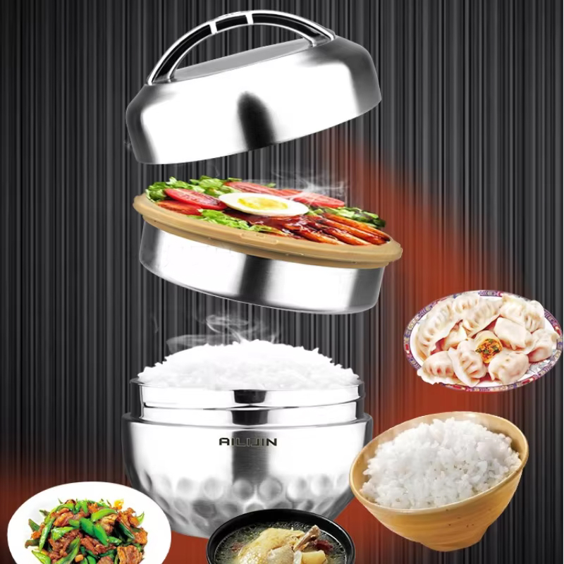 Food Storage Thermos - Double Laye Keep THERMOS กล่องอาหารกลางวันภาชนะเก็บอาหารแบบพกพา Bento