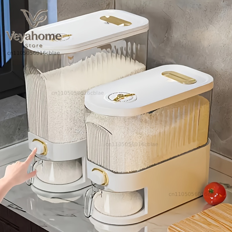Food Storage Large Plastic Containers - เครื่องจ่ายข้าวสาร 5 กก./10 กก. พร้อมถ้วยตวง –