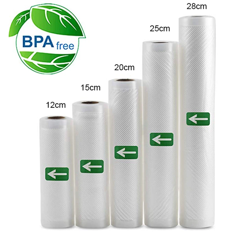 Food Storage Vacuum Bags - Sous Vide ถุงม้วนสำหรับเครื่องบรรจุสูญญากาศบรรจุภัณฑ์กระเป๋าสูญญากาศเก็บอาหารสำหรับเครื่องปิดผนึกสูญญากาศ20/28x30 0/500/1500ซม.