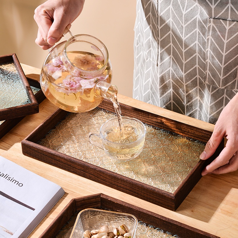 ถาดเก็บชุดชาทรงสี่เหลี่ยมผืนผ้ - Food Storage Set Glass บทวิจารณ์และราคา