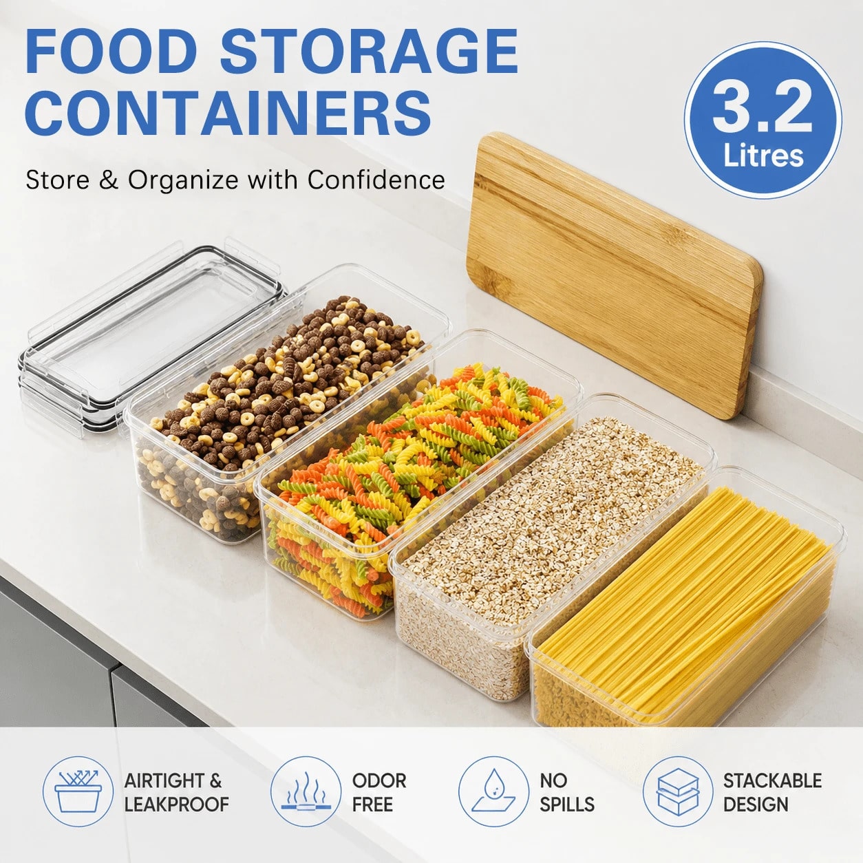 ชุดภาชนะเก็บอาหารขนาดใหญ่แบบปิ - Food Storage Large Plastic Containers บทวิจารณ์และราคา