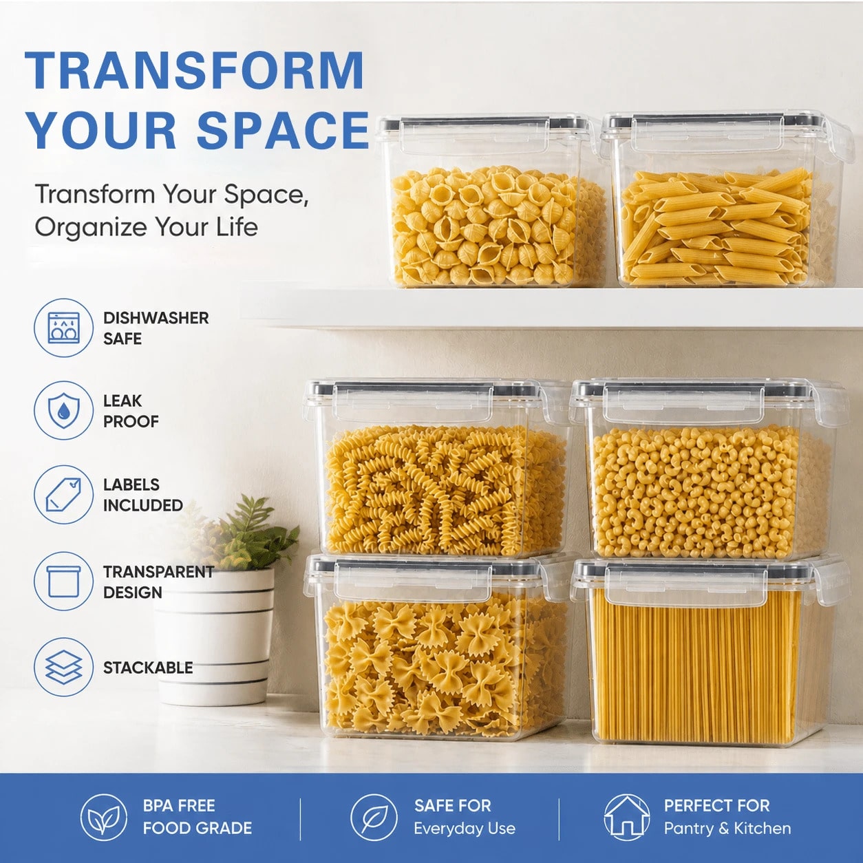 ชุดภาชนะเก็บอาหารขนาดใหญ่แบบปิ - Food Storage Large Plastic Containers บทวิจารณ์และราคา
