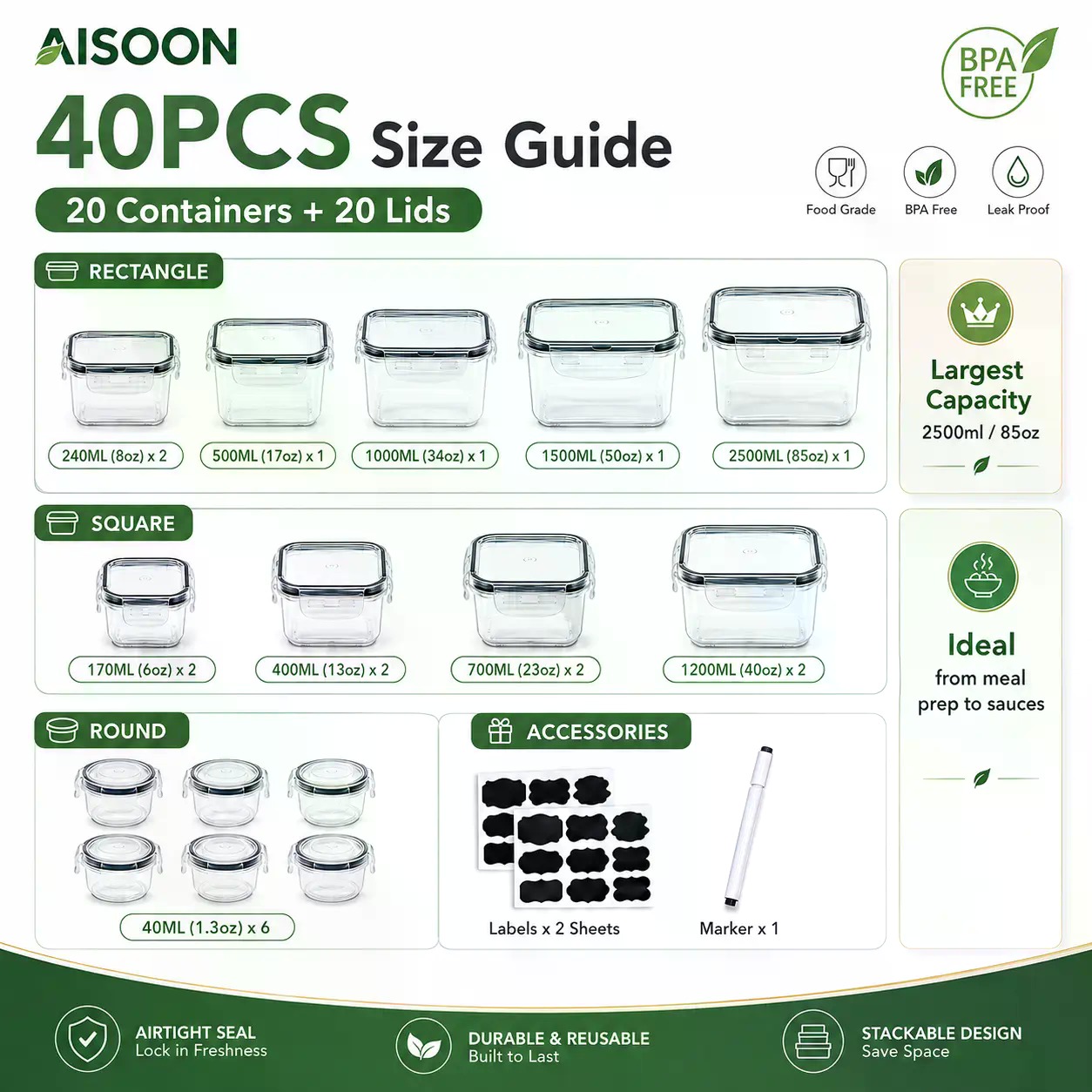 ชุดภาชนะเก็บอาหารซิลิโคนขนาดให - Food Storage Large Plastic Containers บทวิจารณ์และราคา