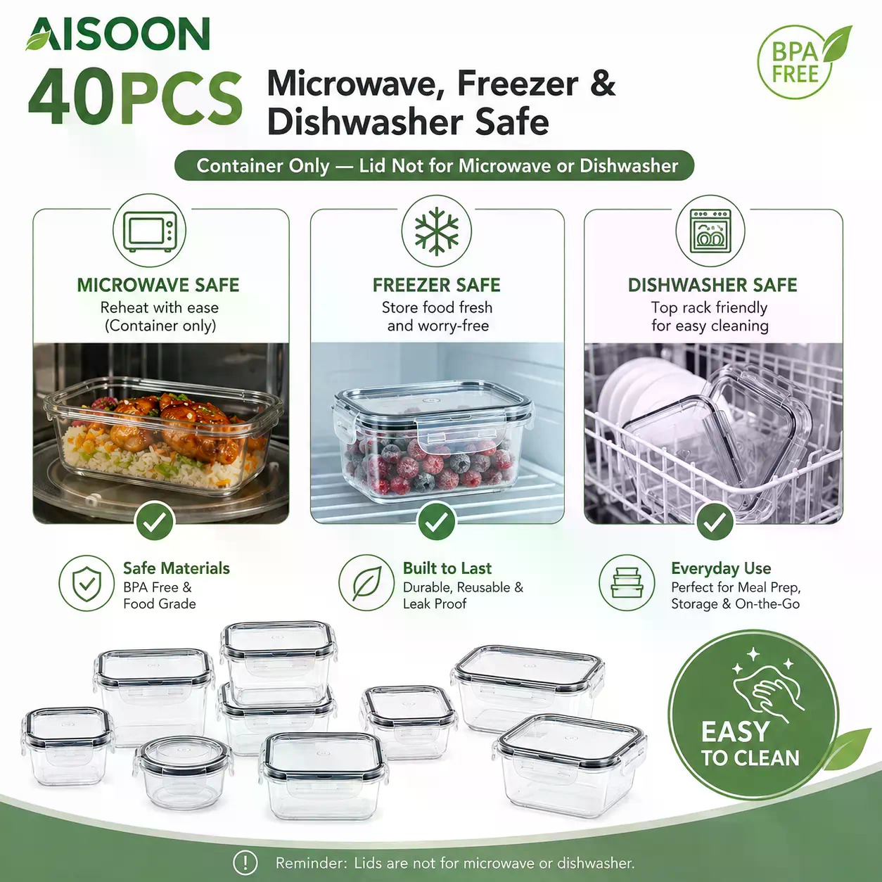 ชุดภาชนะเก็บอาหารซิลิโคนขนาดให - Food Storage Large Plastic Containers บทวิจารณ์และราคา