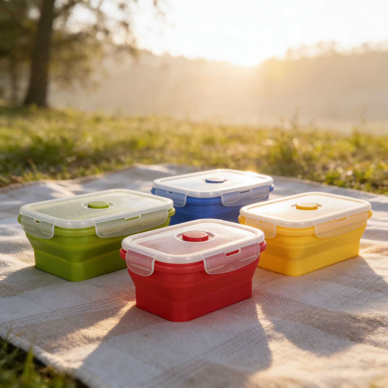 กล่องอาหารซิลิโคนพับได้ 4 ชิ้น - Food Storage Microwave Safe บทวิจารณ์และราคา