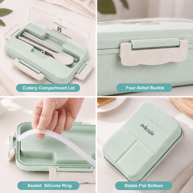 กล่องอาหารกลางวันทำจากฟางข้าวส - Food Storage Oven Safe บทวิจารณ์และราคา